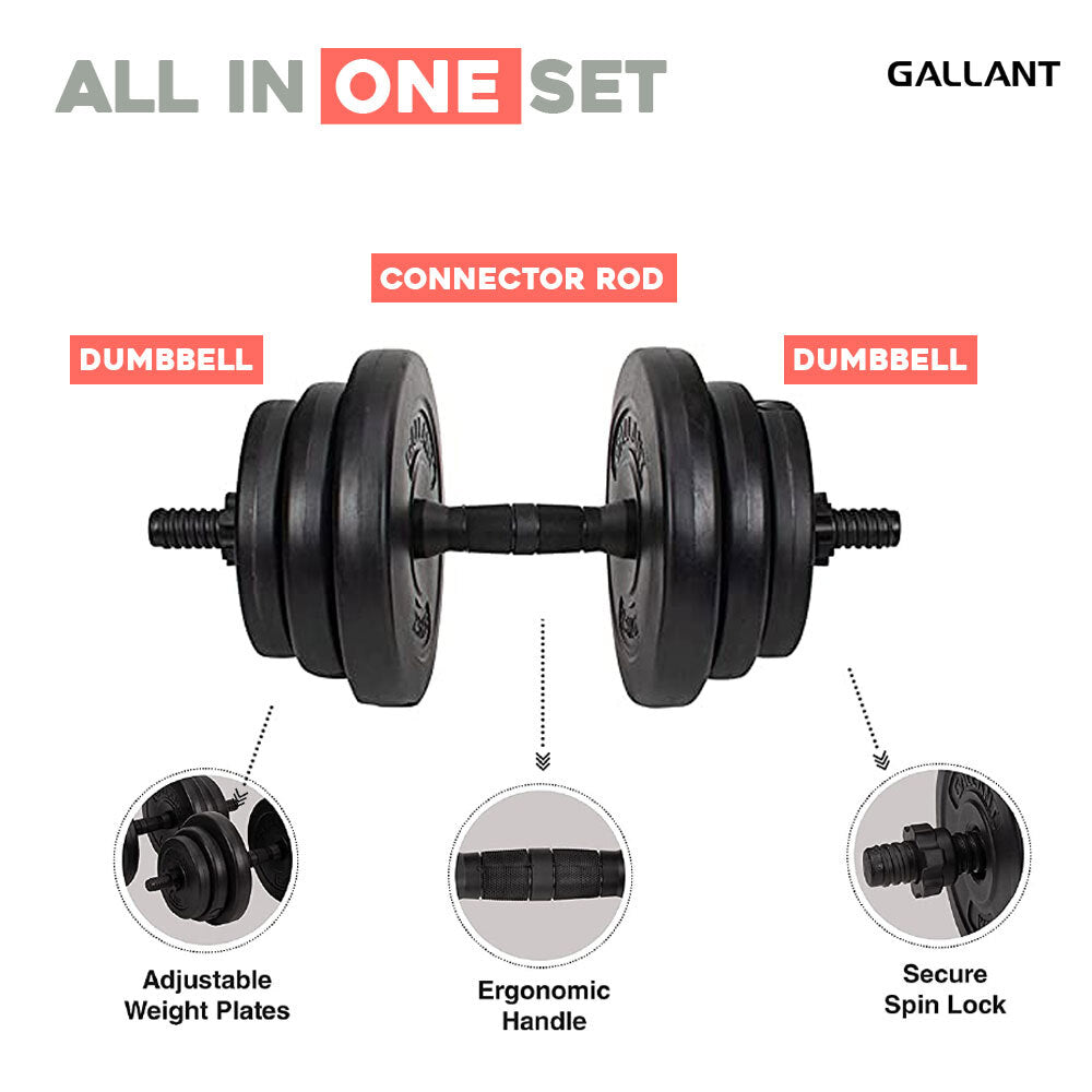 Gallant 20kg Adjustable Weights Dumbbells Set All In One Set.