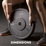 Olympic Rubber Bumper Weight Lifting Crumb Plates Set Dimensions Details.