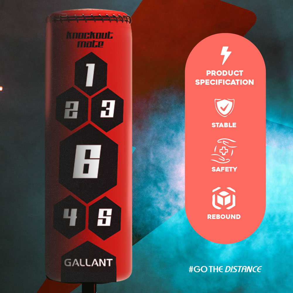 5.5ft Heritage Red Free-Standing Punchbag Product Specification Details.