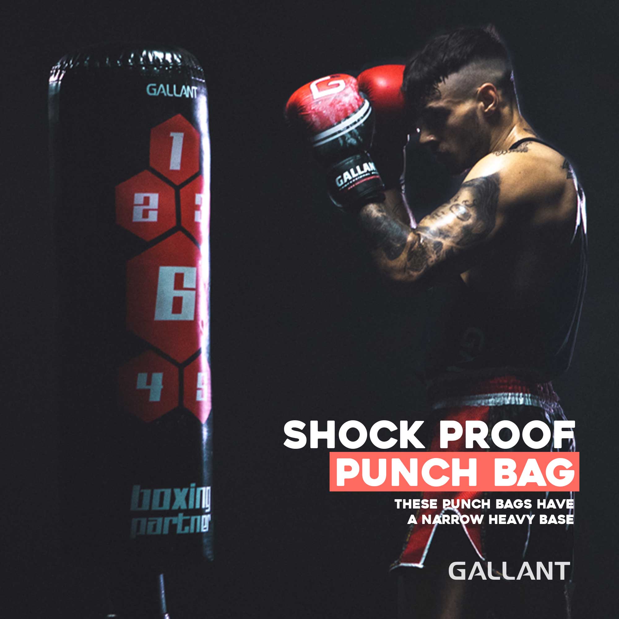 5.5ft Black Free-Standing Punchbag Shock Proof Punch Bag.