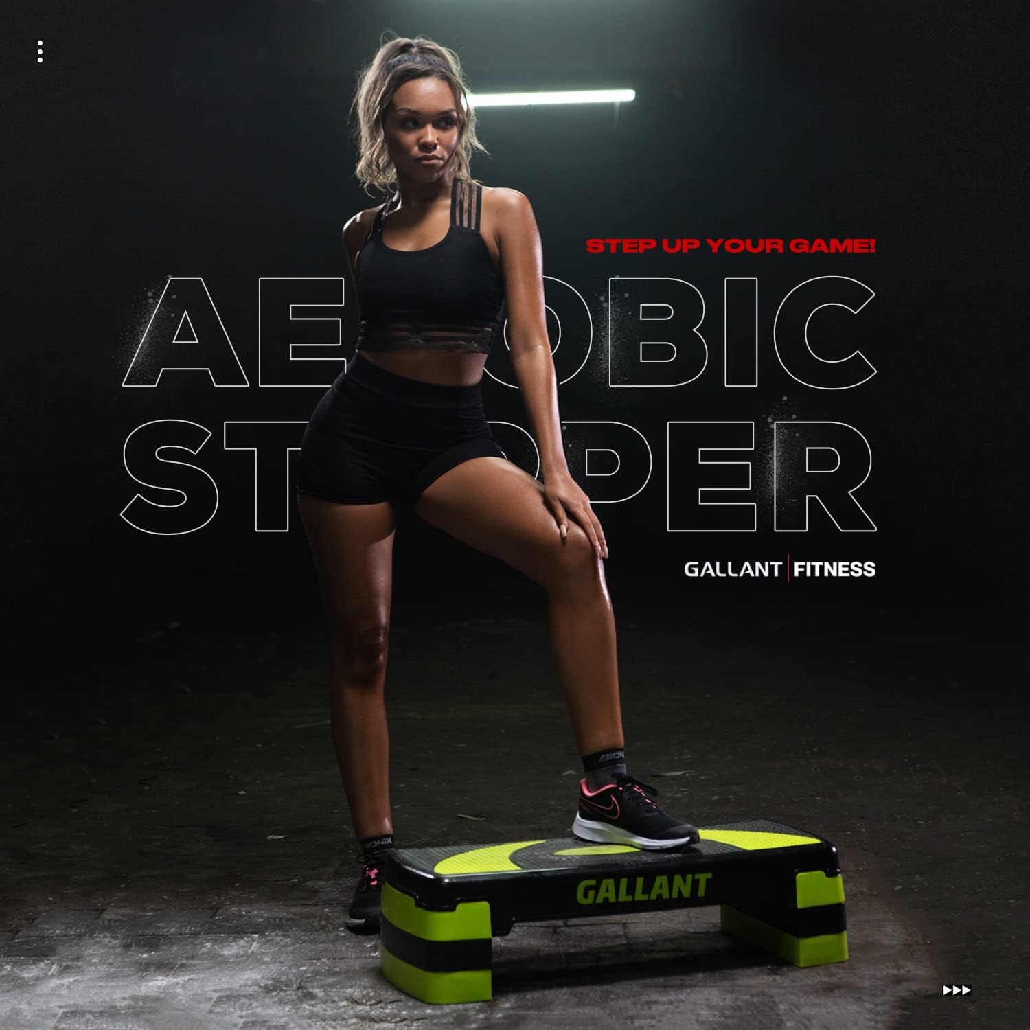 Aerobic Step - 3 Levels of Height Adjustable Step Up Your Game details. 