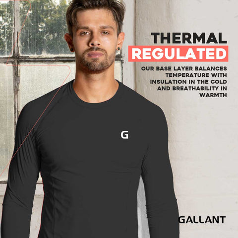 Gallant Men's Base Layer Top - Black/Red Thermal Regulated.