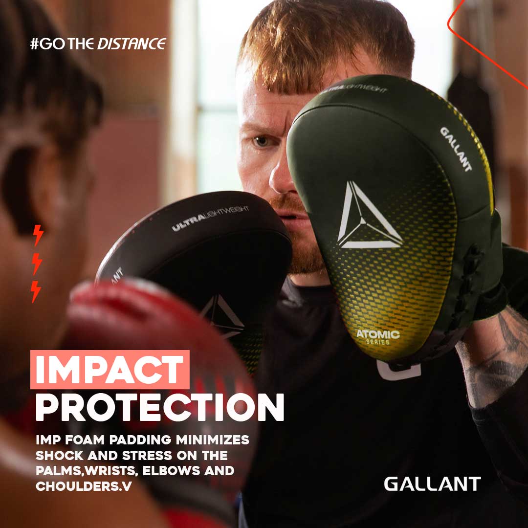 Atomic Series Boxing Gloves and Focus Mitts Combo Set Impact Protection.