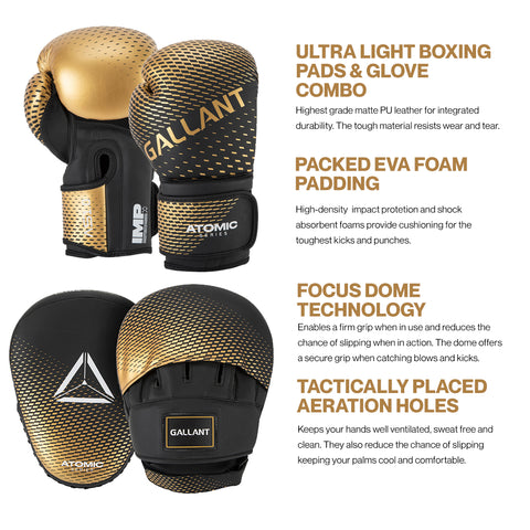 Atomic Series Boxing Gloves and Focus Mitts Combo Set.