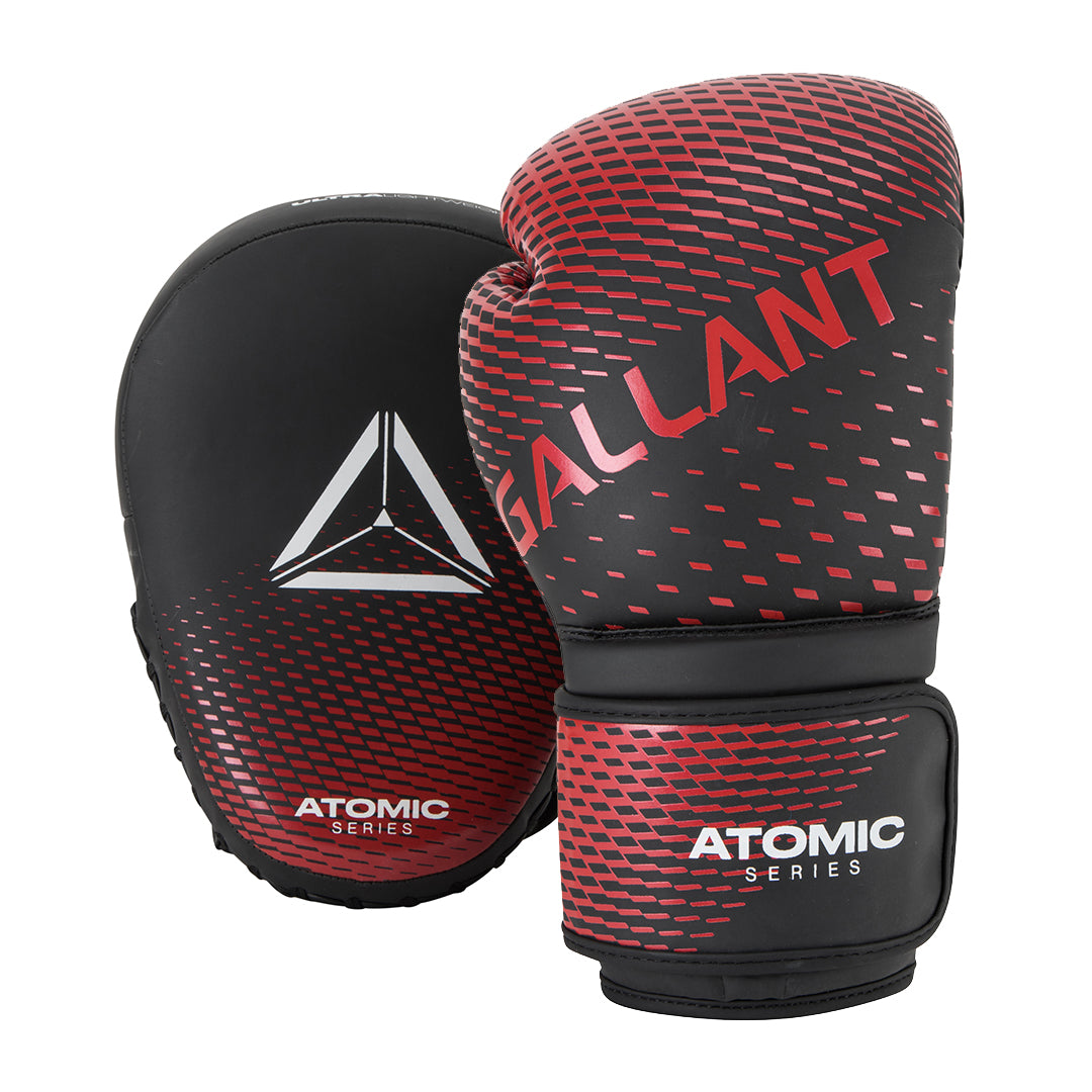 Atomic Series Boxing Gloves and Focus Mitts Combo Set Main IMG Red Color.