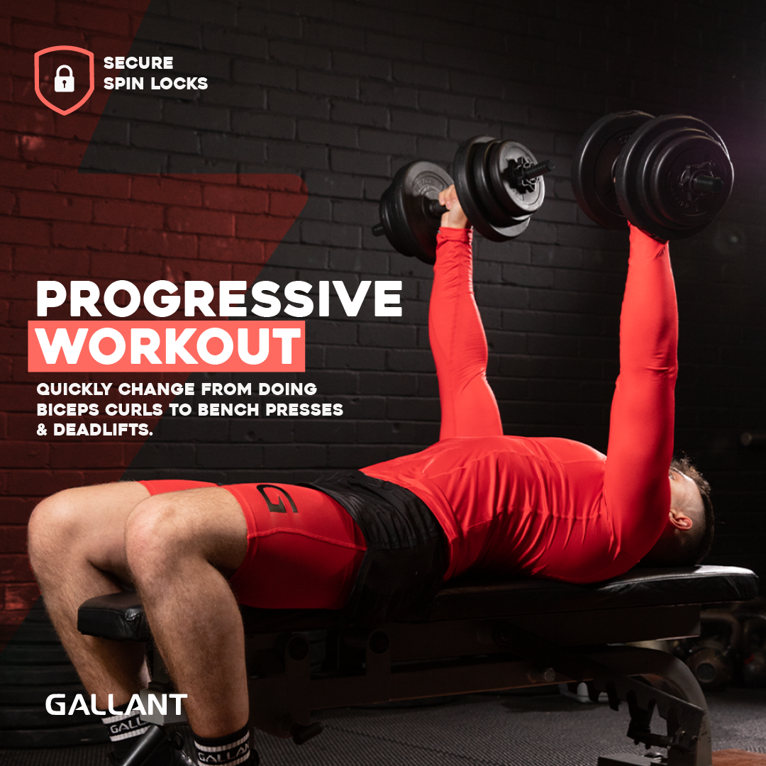 Gallant 20kg Adjustable Dumbbells Weights Set - 2 in 1 Progressive WorkOut.