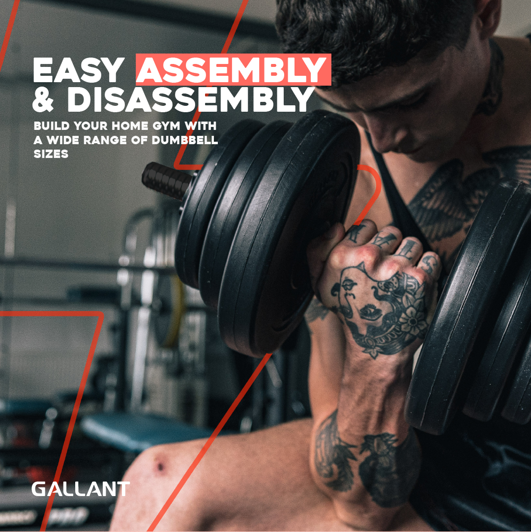Gallant 20kg Adjustable Dumbbells Weights Set - 2 in 1 Easy Assembly And Disassembly.