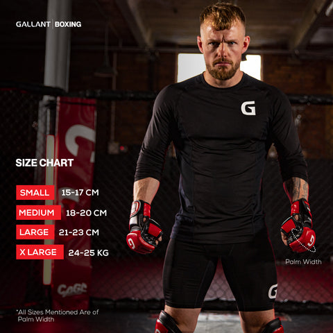Gallant Heritage MMA Gloves Size Chart Details.