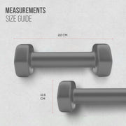 Bionix Neoprene Dumbbells Weights Pair Measurements Size Guide Details.