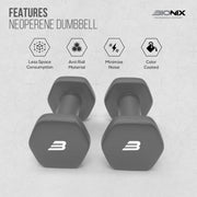 Bionix Neoprene Dumbbells Weights Pair Feature Neoperene Dumbbells.