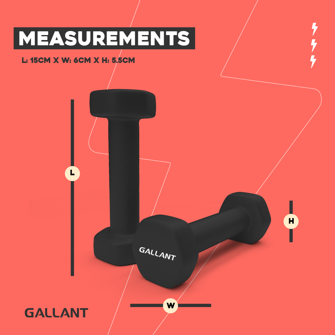 Gallant Neoprene Dumbbells Measurements.