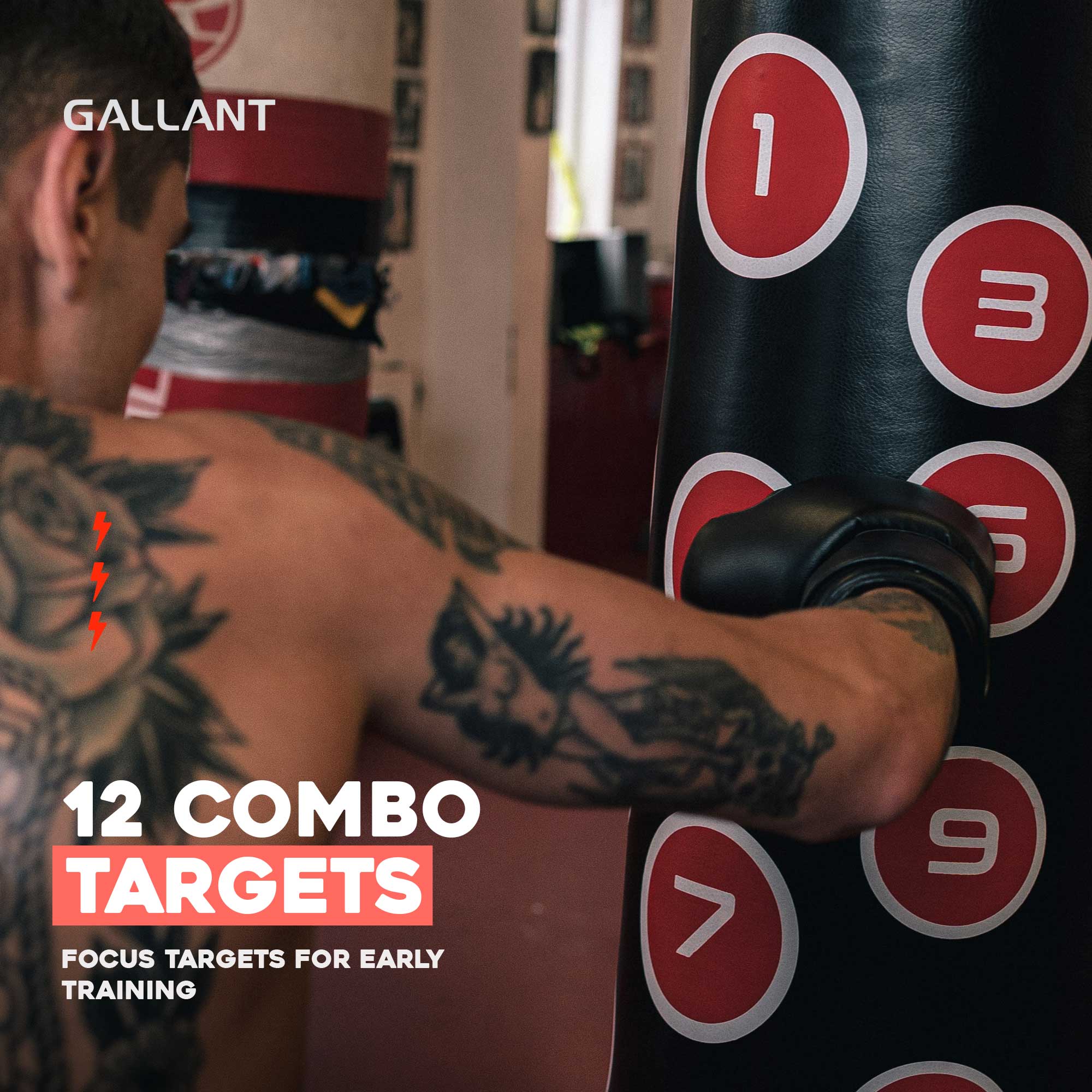6ft Black Heavy Free-Standing Max360 Punchbag 12 Combo Targets.
