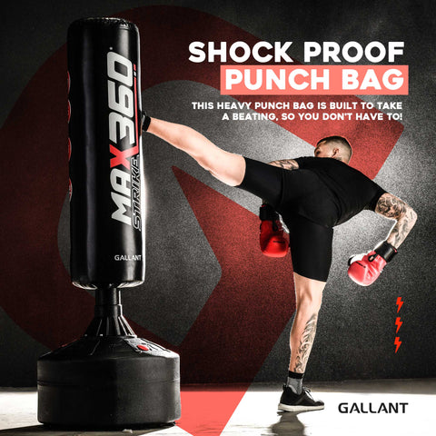 6ft Black Heavy Free-Standing Max360 Punchbag Shock Proof Punch Bag.