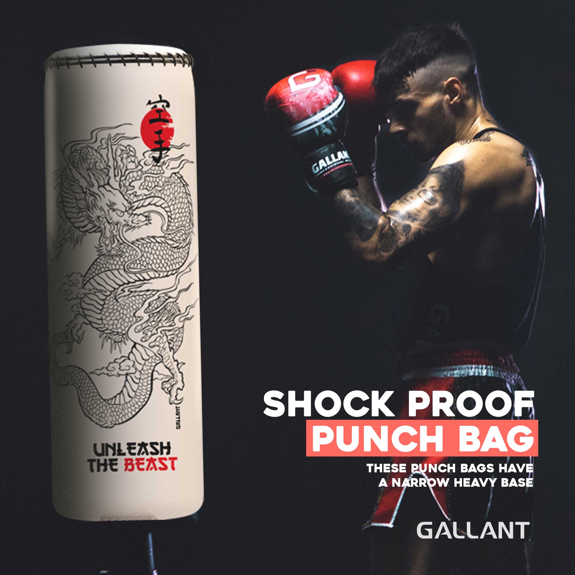 5.5ft Heritage Oriental Dragon Free-Standing Punchbag Shock Proof Punch Bag.