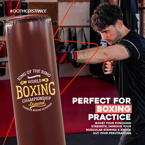 5.5ft Heritage Brown Free-Standing Punchbag Perfect For Boxing Practice.