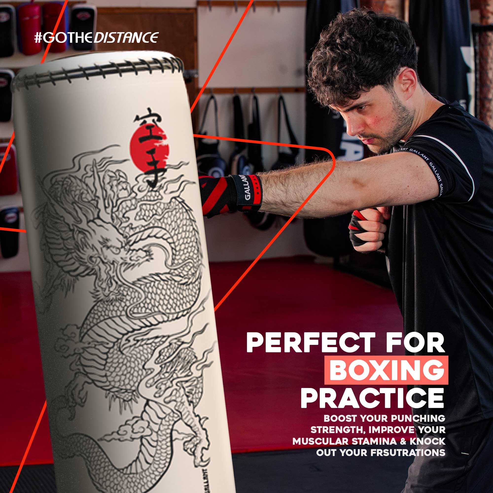5.5ft Heritage Oriental Dragon Free-Standing Punchbag Perfect For Boxing Practice.