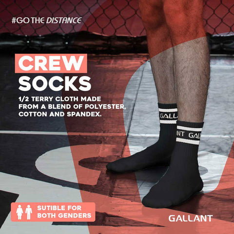 Gallant Sports Socks - 3 Pack Black/White Crew Socks.