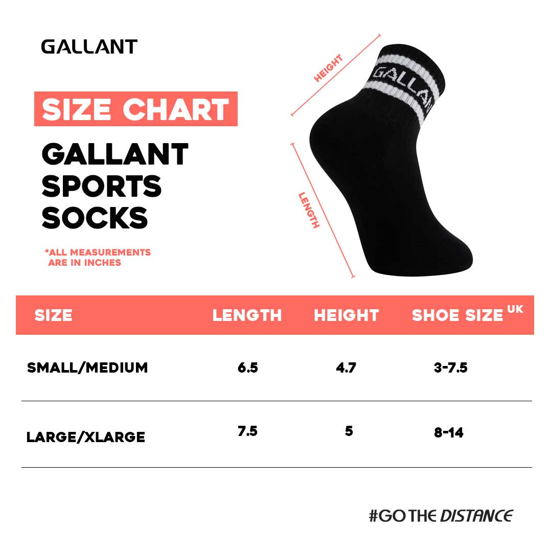 Gallant Sports Socks - 3 Pack Black/White