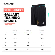 Gallant Men's Training Shorts Size Chart Details.