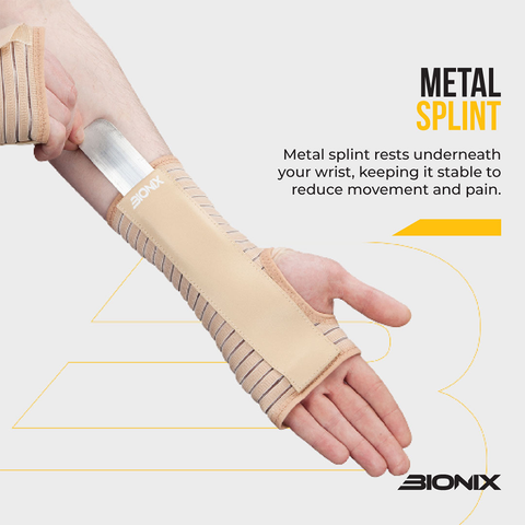 Bionix BEIGE WRIST SUPPORT Metal Splint.