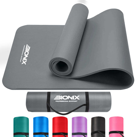Bionix Yoga Mat - Thick NBR Foam Fitness Workout,Main gray IMG.