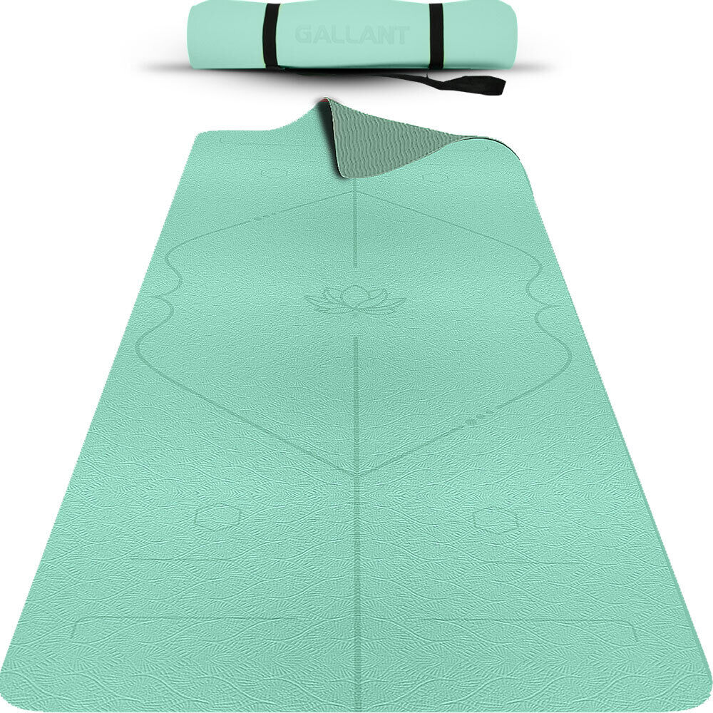 TPE Yoga Mat Non-Slip Alignment Lines Designee with Carry Straps Main Img-2