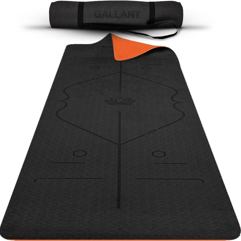 TPE Yoga Mat Non-Slip Alignment Lines Designee with Carry Straps Main IMG