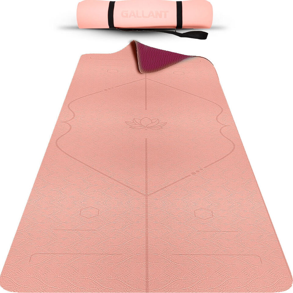 TPE Yoga Mat Non-Slip Alignment Lines Designee with Carry Straps Main IMG-1