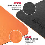 TPE Yoga Mat Non-Slip Alignment Lines Designee with Carry Straps Fornt & Black Deatils.