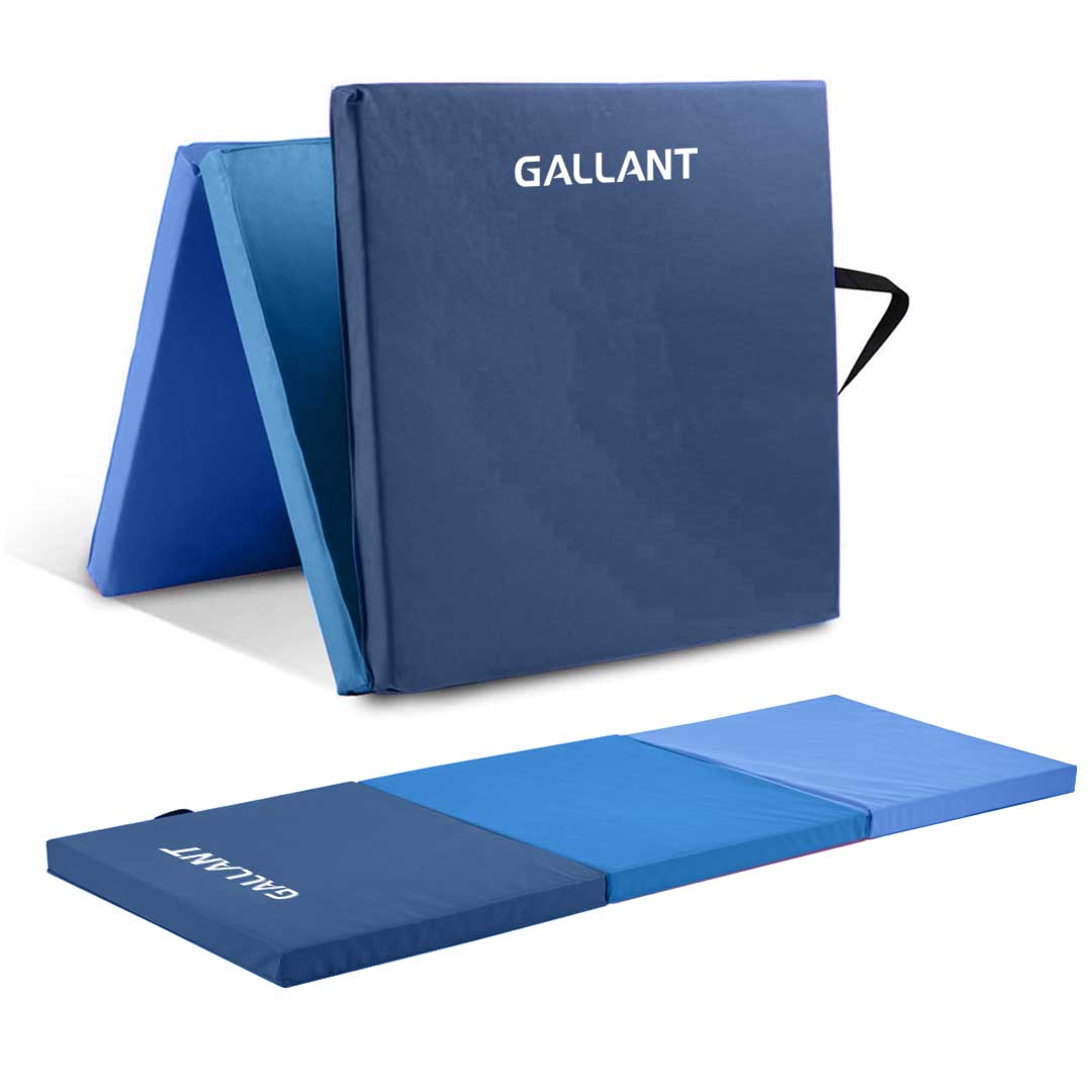 Gymnastics Mat Tri Foldable Exercise Workout Mat,Main IMG blue/darkblue color.