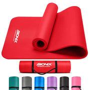 Bionix Yoga Mat - Thick NBR Foam Fitness Workout,Main red IMG.