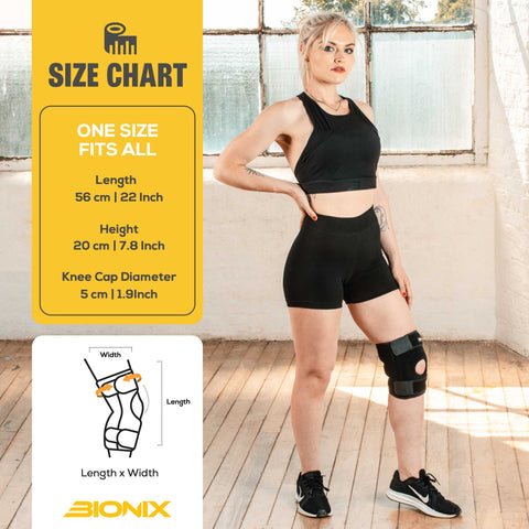 Knee Support With Silicon Enhancers-Size chart details.