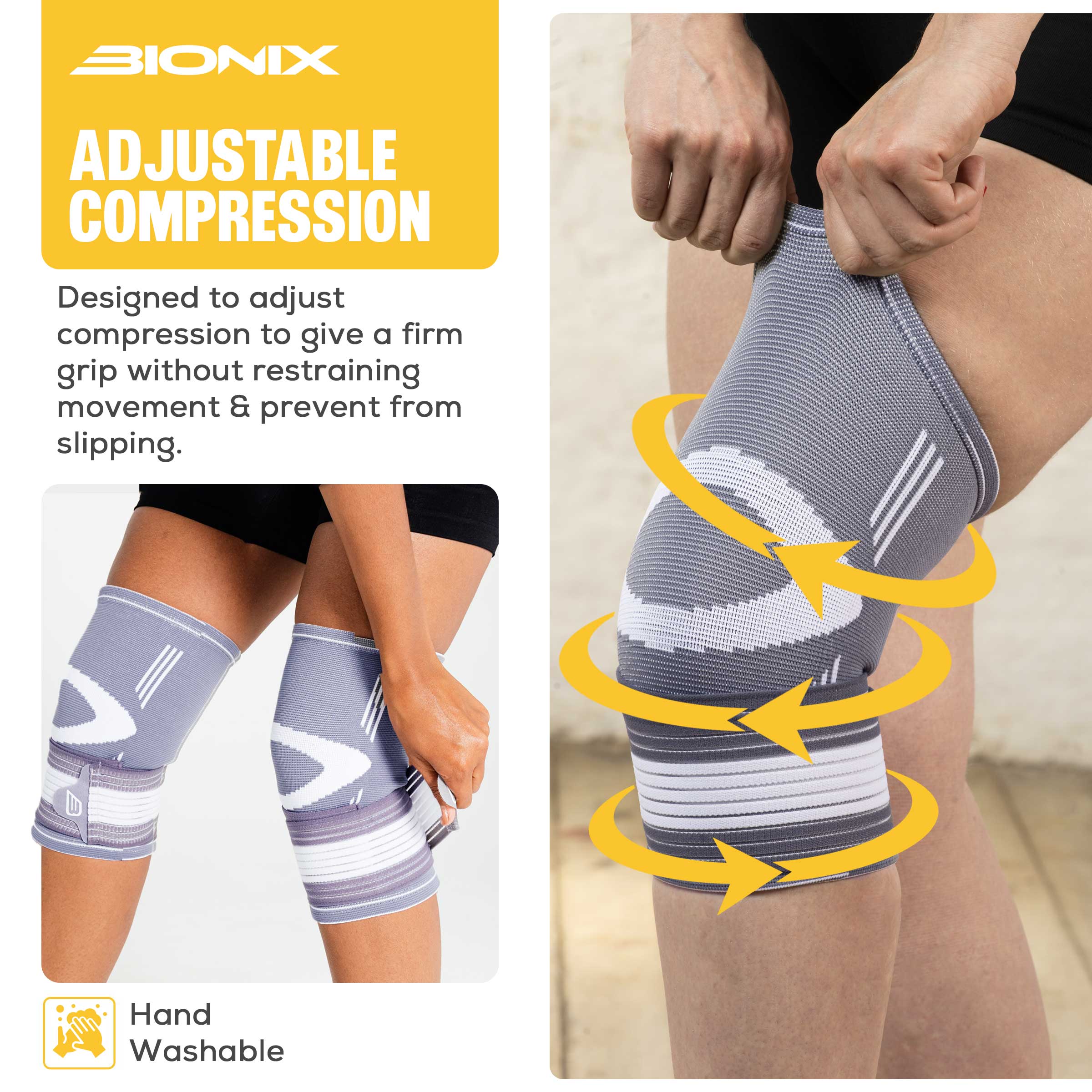 LOREY Anti-Slip Knee Bandage – Viscose Knee Support Orthosis – Soft, Flexible, Unisex – Black