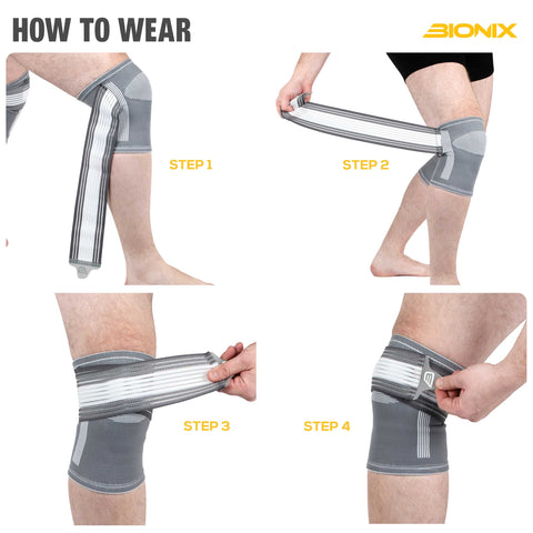 Knee Bandage Wrap Support-How to wear Details.